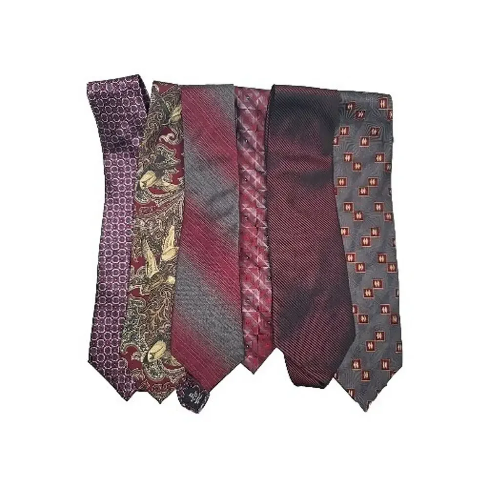 Lot of 6 Vintage Ties Designer Neckties Burgandy Collection Mallard Paisley Silk